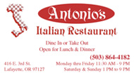advertisement for Antonio's
